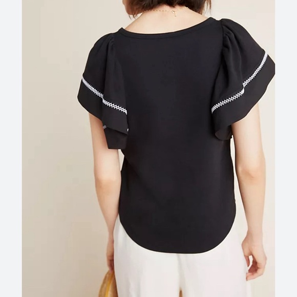 NWT Anthropologie Maeve Sherman Flutter Sleeve Shirt Size Small - Picture 4 of 10